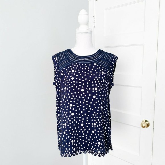 Anthropologie Tops - Anthropologie | Sanna Polka Dot Blue Lace